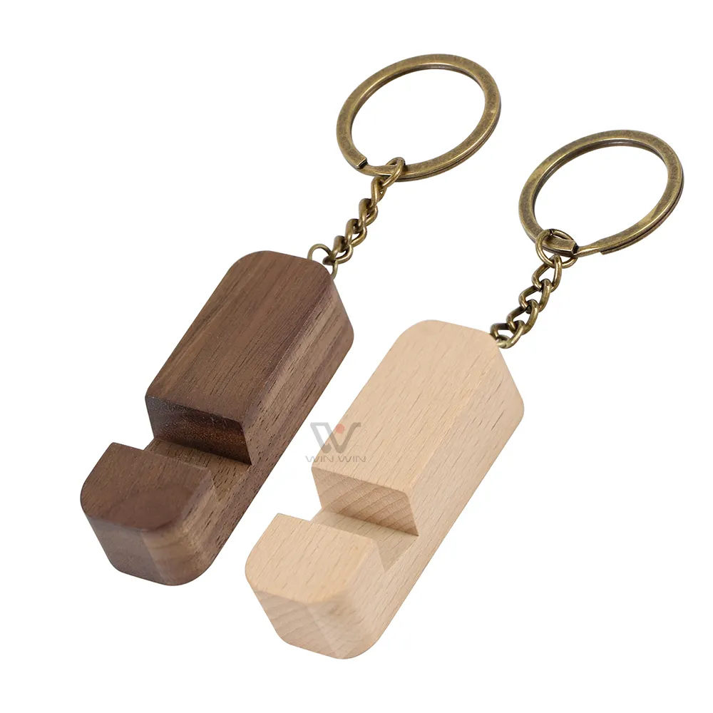 2022 New Trend Wooden Multifunction Keychain And Phone Holder Portable Bracket Keychain