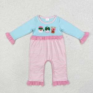 RTS <b>Christmas</b> Embroidery Santa Elk Children's Girls <b>Outfits</b> <b>Toddler</b> Romper Cotton Spandex Sister Matches Kids Clothing - Product Image 2