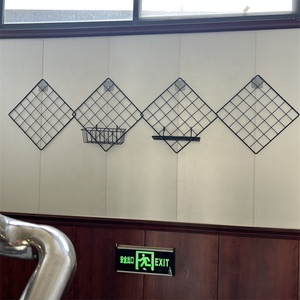 Home Decor <strong>Metal</strong> <strong>Grid</strong> Photo Wall Hanging Black Wire Wall <strong>Grid</strong> with 50x50mm Mesh Modern Design for Bedroom - Product Image 2