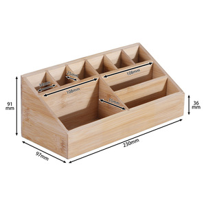 Bamboo <b>Storage</b> Box 10 Compartment Desktop Organizer Stationery Holder Multipurpose Creative Design - Product Image 2