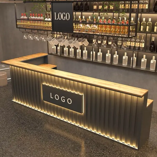 Muebles modernos y personalizados para el hogar, mesa de madera con luz LED, Mostrador de bar y restaurante, nuevo diseño a la moda