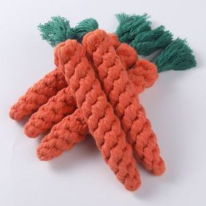<b>Carrot</b> Cotton Rope Dog Chew <b>Toy</b> Teeth Cleaning Pet Teething <b>Toy</b> Medium Size Woven Rope <b>Toy</b> For Dogs - Product Image 3