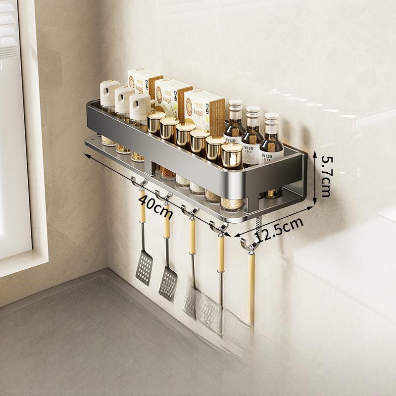 [Grey] Single layer 40cm hooked storage rack
