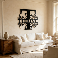 Panneau personnalisé en métal avec monogramme, lettres initiales découpées au laser, signalétique en métal pour la décoration murale du salon