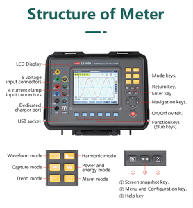 FUZRR ES4000 gerilim akım metre üç fazlı elektrik parametresi test cihazları güç kalitesi analizörü güç şebekesi için - Product Image 6