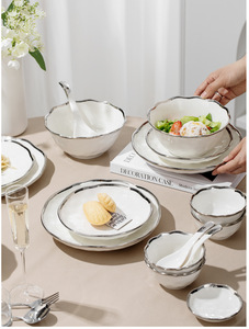 Juego de Vajilla de Lujo para Hotel, Restaurante y Hogar, Tazón, Plato, Cuchara, Utensilios de Cocina, Vajilla Moderna de Cerámica, Juego de Cubiertos - Product Image 2