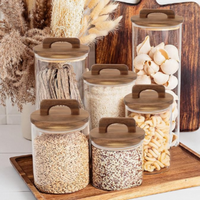 Couvercle en bois moderne à succès avec joint en silicone, polyvalent et écologique pour bocaux (farine, céréales, grains de café)