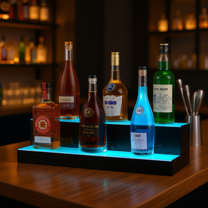 Estante de Bar con Iluminación LED de 24 Pulgadas y 2 Niveles para Exhibición de Botellas de Licor, con Control por Aplicación, Mueble de Bar Moderno y Contemporáneo, Modelo D0100HRSLDJ - Product Image 2