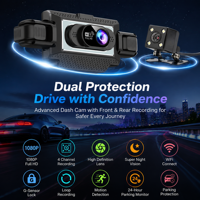 Caméra de tableau de bord HD1080p pour voiture, 4 objectifs, Wifi, 4 caméras, boîte noire de voiture, caméra avant et arrière, 4 canaux