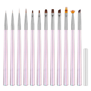 Ensemble de pinceaux à ongles multifonctionnels avec logo personnalisé, manche transparent, pour dégradé ombré, mélange, liner gel français et manucure - Product Image 5