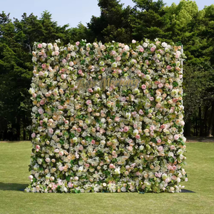 Panneau mural de fleurs artificielles en soie rose 5D, toile de fond pour mariage, Noël, Nouvel An chinois, décoration - Product Image 2
