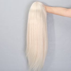 NUEVA Peluca de Cola de Caballo con Encaje HD de Nudo Único, Cabello Humano Remy Europeo Virgen, Color Rubio Blanco, Encaje Activo en la Parte Superior - Product Image 5
