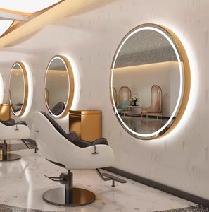Miroir mural ovale demi-lune avec lumières pour salon de coiffure célèbre sur internet et salons de coiffure pour permanents/teintures - Product Image 1