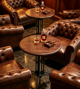Ensemble de meubles de <span class=keywords><strong>salon</strong></span> vintage pour cigares : canapé en <span class=keywords><strong>cuir</strong></span> PU de luxe et table de bar en bois pour <span class=keywords><strong>club</strong></span> de whisky - Product Image 3