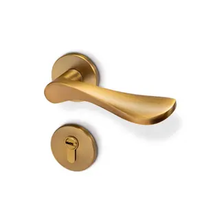 Yonfia A8195R01 custom aluminium accessories door lever handle Simple Design brushed brass door handle with lock interior doors