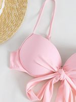 OEM dulce puro Rosa 3 piezas Bikini falda traje de baño conjunto señoras jóvenes Casual lindo traje de baño verano Hawaii ropa de playa