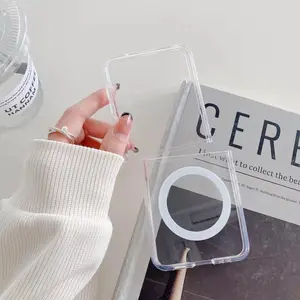 Cubierta de celda transparente de carga inalámbrica para Samsung Z Flip 6 z Fold 3 4 5 fundas magnéticas antihuellas para teléfonos móviles