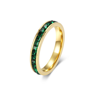 Trendy Single Strand Diamond <b>Ring</b> For Women <b>Titanium</b> Steel Rose Gold Band Index Finger Pinky <b>Ring</b> Everyday Wear - Product Image 5