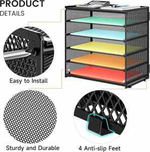 Mesh Paper <b>Organizer</b> Storage for Desk Accessories Workspace <b>Organizers</b> 6 Tier Letter Tray Desk <b>File</b> Organization for Office - Product Image 3