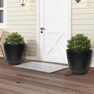 Juego <span class=keywords><strong>de</strong></span> <span class=keywords><strong>3</strong></span> Macetas <span class=keywords><strong>de</strong></span> Plástico con Diseño <span class=keywords><strong>de</strong></span> Rayas Modernas Weicheng Xing, Macetas Decorativas Negras para Jardín - Product Image 5