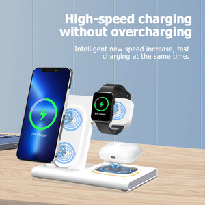 Cargador Inalámbrico 3 en 1 de 15W con Carga Rápida para iPhone, AirPods Pro y iWatch, Estación de Carga Magnética Blanca - Product Image 2