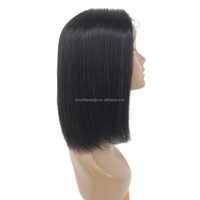 Nouveautés Perruque Bob Court sans Colle Cheveux 100% Naturels Lisses avec Raie Centrale et Tulle Transparent, Effet Bébé Cheveux, Qualité Premium