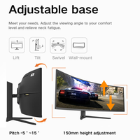Moniteur élégant de 49 pouces 5k, trois côtés sans bordure, bords fins, moniteur ultra-large 32:9 165hz, moniteurs LCD pour le bureau, la maison, la conception