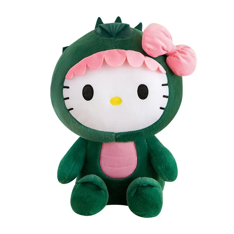 Mainan mewah dinosaurus kucing hijau KT boneka kartun lucu Sanrio dekorasi kamar bantal hadiah ulang tahun untuk anak-anak
