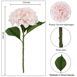 Commercio all'ingrosso singolo stelo soffice seta bianca fiori artificiali di ortensia fatto a mano floreale realistico per eventi decorazione ringraziamento - Product Image 2