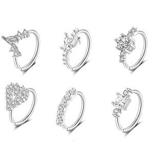 Anillo de aro de nariz CZ de fundición de acero quirúrgico de alta calidad, joyería corporal de 16g con circón para bodas, regalos, fiestas - Product Image 2