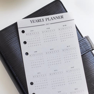 Insert de calendrier annuel en papier vélin semi-transparent personnalisé 2027 pour agenda, recharge de rechange à 6 anneaux - Product Image 1