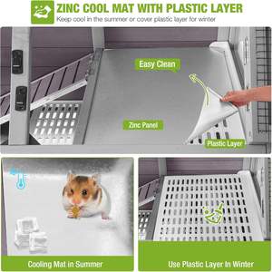 Cage à lapins d'intérieur/extérieur pour cochon d'Inde avec roues, sol en plastique anti-urine, pieds amovibles, étagère de rangement, facile à monter - Product Image 3