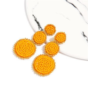 Orecchini decorativi di moda con perline appesi a mano con cuciture colorate per donne e ragazze bohémien rotonde con perline - Product Image 6