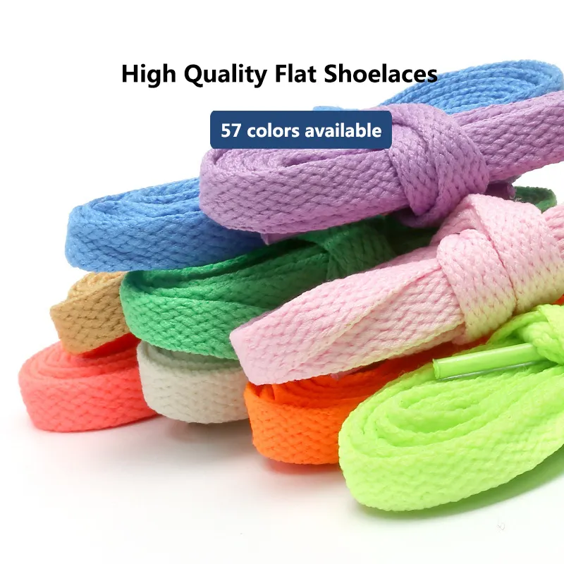 high quality flat shoelace 57 colors 8mm width 50-200 cm length flat aj shoelaces for sneakers
