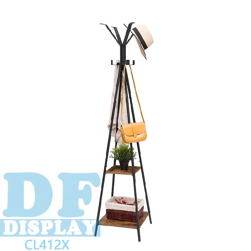 Вешалка для пальто, подставка для прихожей, прихожей, деревьев, пальто, деревьев, отдельно стоящая вешалка для прихожей с 8 крючками, 2 полки для хранения