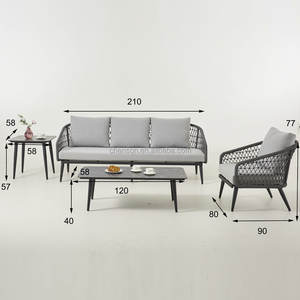 Ensemble d'extérieur en aluminium <span class=keywords><strong>de</strong></span> haute qualité, canapé <span class=keywords><strong>de</strong></span> <span class=keywords><strong>jardin</strong></span> d'hôtel tressé avec <span class=keywords><strong>table</strong></span> <span class=keywords><strong>basse</strong></span> en HPL - Product Image 2