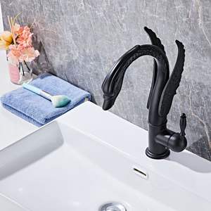 ก๊อกน้ำทองเหลืองแบบติดตั้งบนเคาน์เตอร์ รูเดียว ดีไซน์หงส์ สำหรับอ่างล้างหน้า น้ำร้อน-น้ำเย็น วาล์วเซรามิก สำหรับห้องน้ำ - Product Image 4