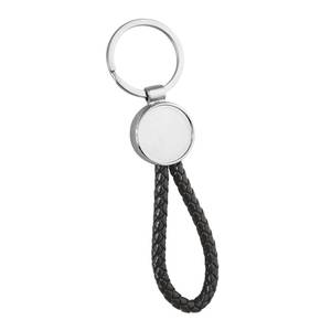 Porte-clés en cuir avec sangle tressée noire creuse pour hommes et femmes - Product Image 1