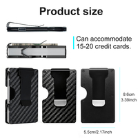 Dompet Minimalis Slim Premium Custom Logo Serat Karbon Aluminium Logam Kantong Depan Anti RFID Tempat Kartu Kredit Pria