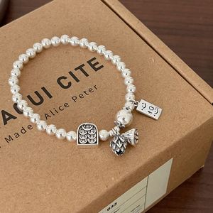 S925 Sterling <b>Silver</b> <b>Beaded</b> Bracelet With Lotus Seed Charm Ethnic Style Women's Jewelry Everyday Wear - Product Image 3