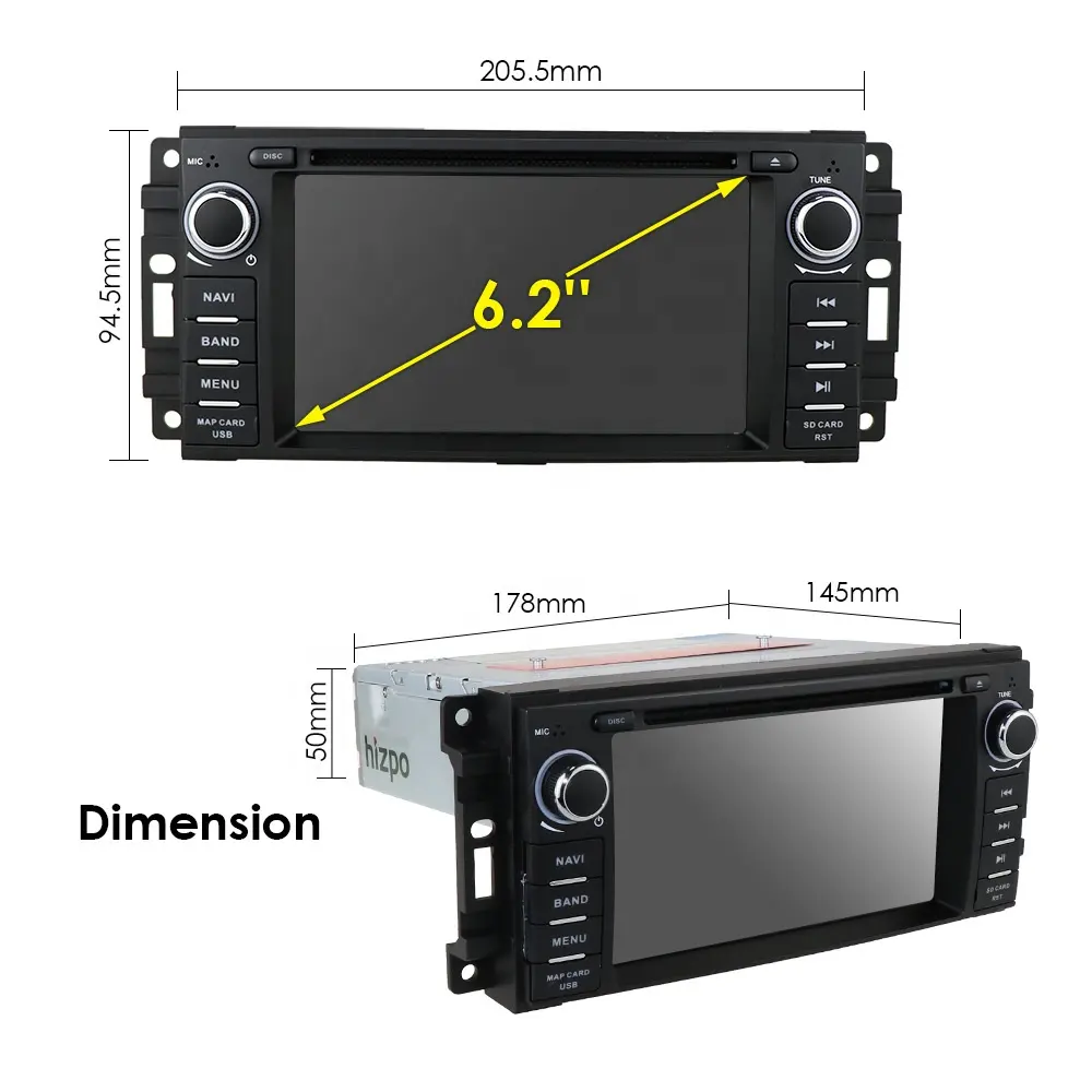 6.2 inch 1din màn hình cảm ứng đa phương tiện Car DVD Player với GPS navigation cho Jeep Dodge Chrysler Chevrolet