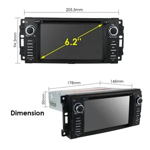 6.2英寸1Din触摸屏多媒体汽车DVD播放器，带全球定位系统导航，适用于吉普道奇克莱斯勒雪佛兰