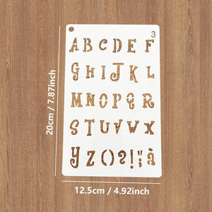 12-مجموعة استنسل حروف بلاستيكية قابلة لإعادة الاستخدام قالب رسم يدوي برش مع أرقام للرسم والرسم - Product Image 5