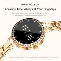 Bracelet intelligent L6 pour femme avec cadran en strass, moniteur de fréquence cardiaque, d'oxygène sanguin et de sommeil, étanche IP67, chaîne métallique, podomètre de fitness, télécommande