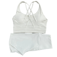 Conjunto Deportivo de 2 Piezas para Mujer, Shorts de Yoga de Cintura Alta con Elástico, Sujetador Deportivo Cruzado en la Espalda, Shorts Ligeros de Nailon y Spandex