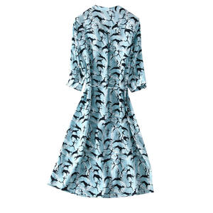 Venta al por mayor de alta calidad Animal impreso hasta la rodilla vestido de seda de morera mujeres 100% vestido de seda natural - Product Image 6