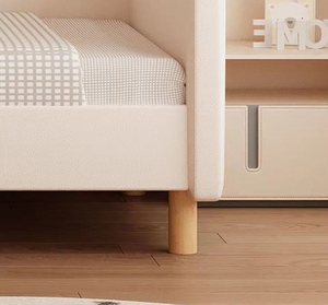 Cama Infantil de Madera Maciza Empalmable con Borde Ensanchado y Barandilla para Niños y Niñas - Product Image 6