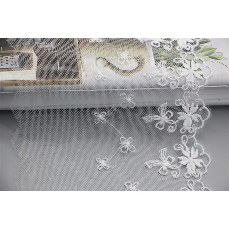 Custom Color Flower Lace Trimming Embroidery Lace Mesh Trim Polyester Lace Fabric For Dress Skirts Underwear