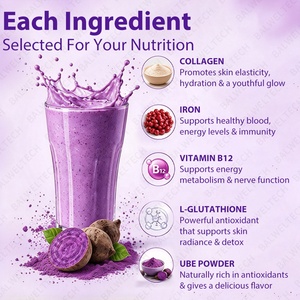 Proteína vegetal de marca privada OEM/ODM, fibra que favorece la digestión, L-glutatión, salud intestinal, brillo de la piel, batido de repuesto de comidas en polvo con Ube. - Product Image 3