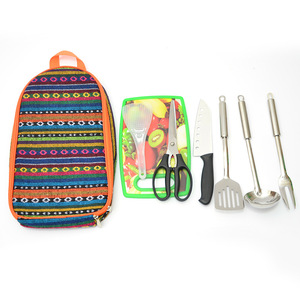 Ensemble de cuisine d'extérieur 12 pièces en acier inoxydable, style ethnique, sac fourre-tout pour pique-nique et barbecue - Product Image 4